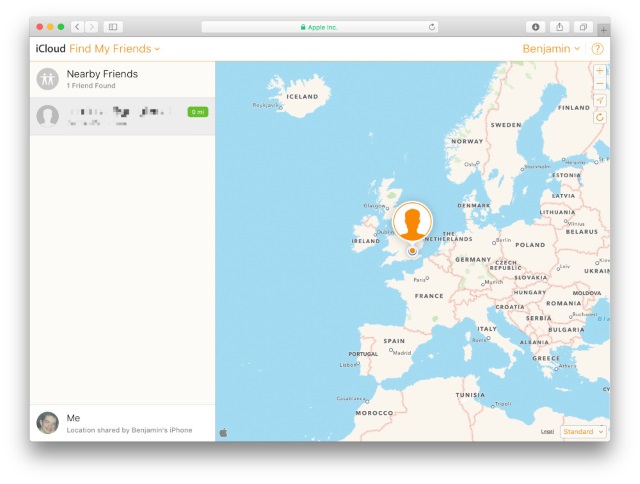 Пользователи могут получить доступ к приложению «Найти друзей» на сайте iCloud