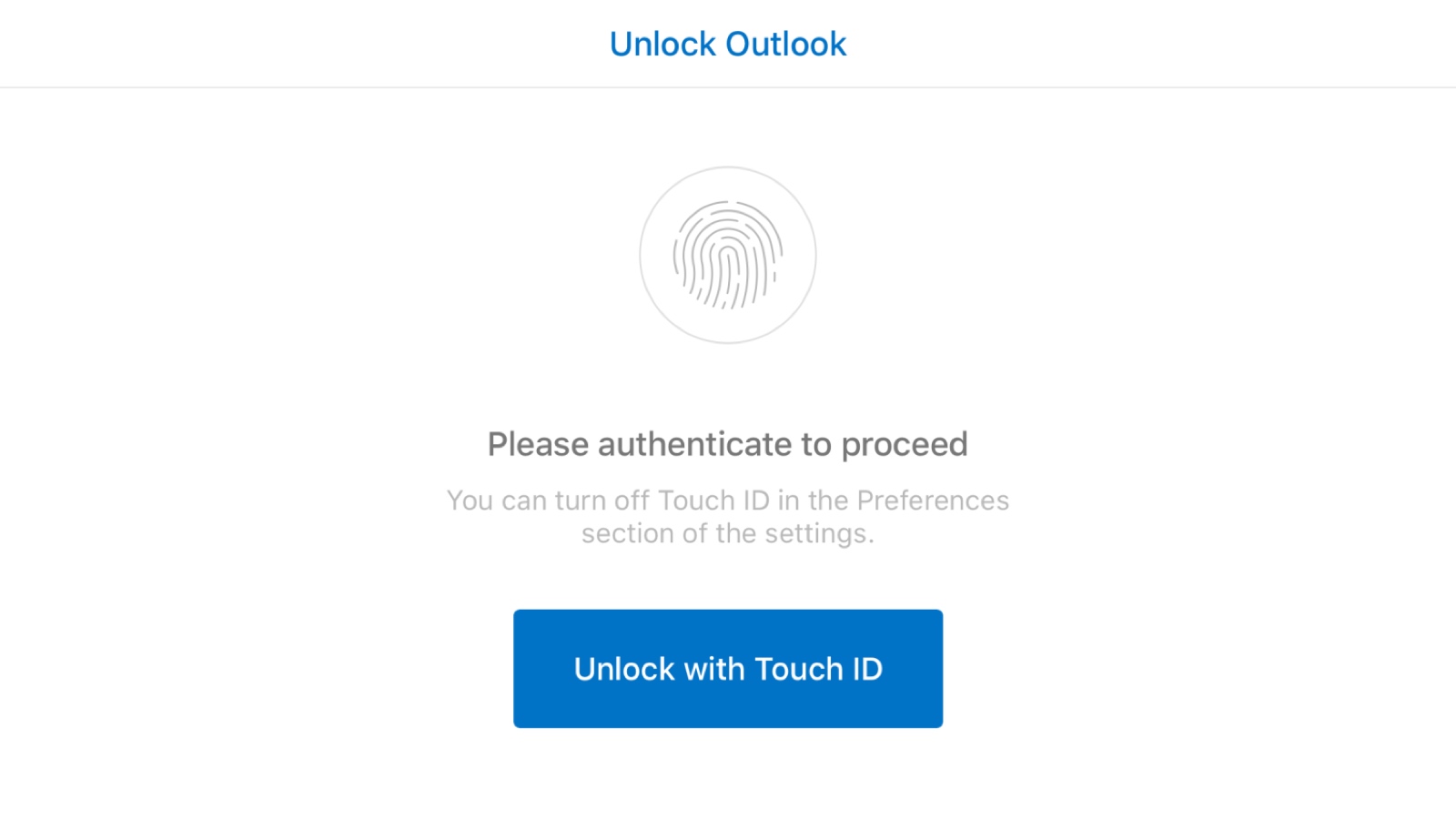 Outlook для iOS теперь работает с Touch ID