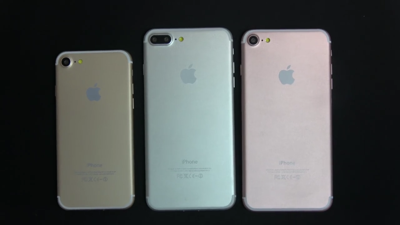 Макеты iPhone 7 и iPhone 7 Plus в трех цветах засняли в разрешении 4K