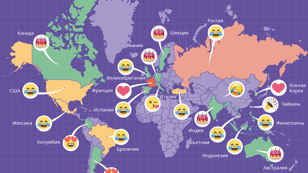 Определены самые популярные эмодзи в разных странах мира. Россияне много смеются