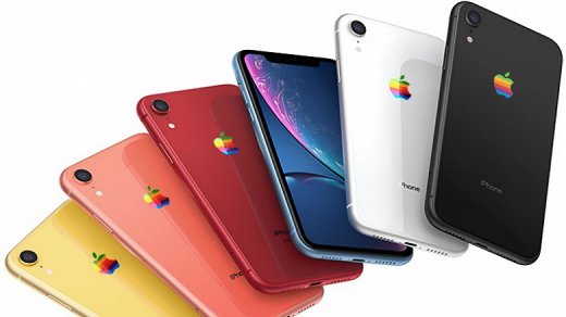 Радужный логотип Apple на Айфонах