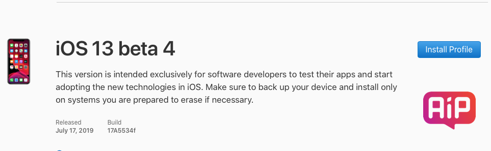 Профиль разработчика iOS 13