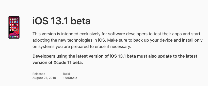 iOS 13.1 developer beta