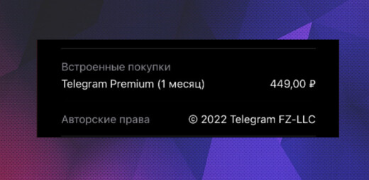 Цена Telegram Premium в России — 449 рублей